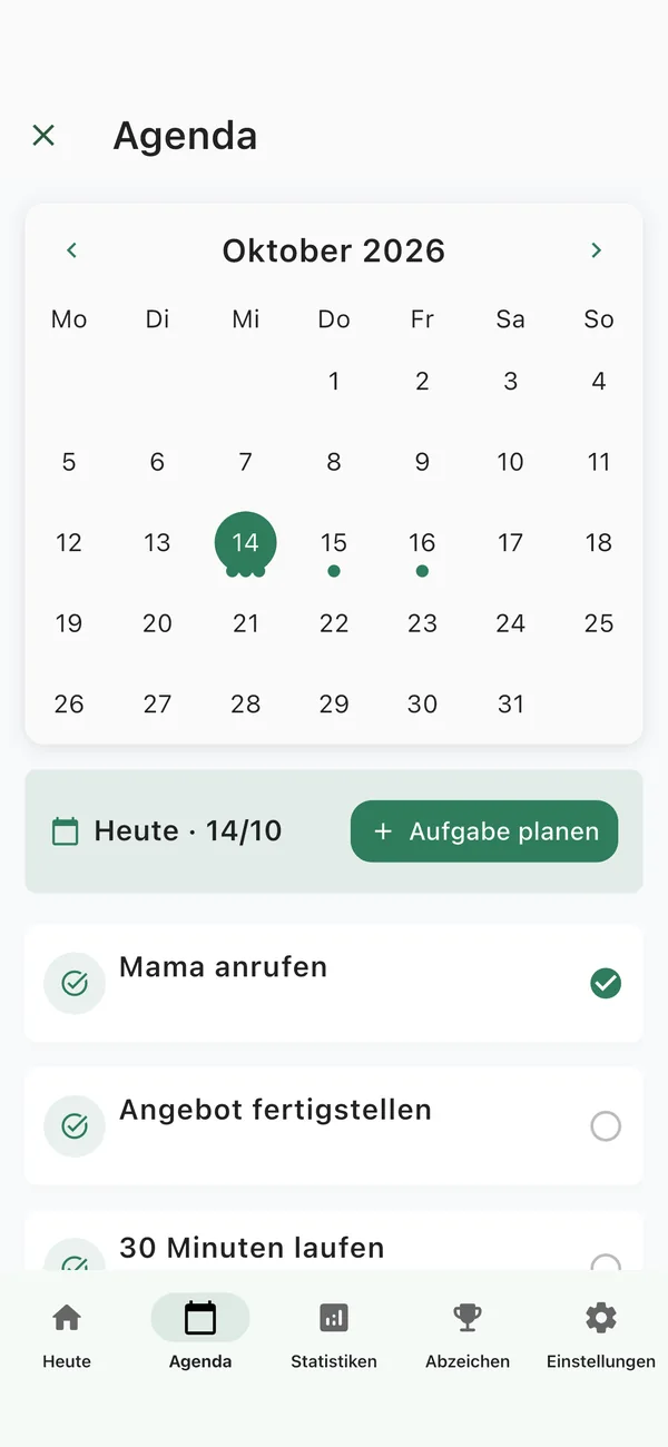 ThreeDone Agenda zum Vorausplanen