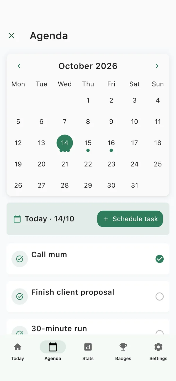 ThreeDone agenda for planning tasks ahead