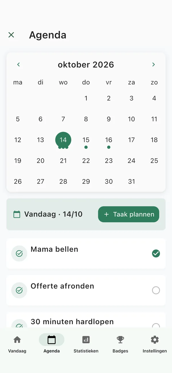 ThreeDone agenda om taken vooruit te plannen